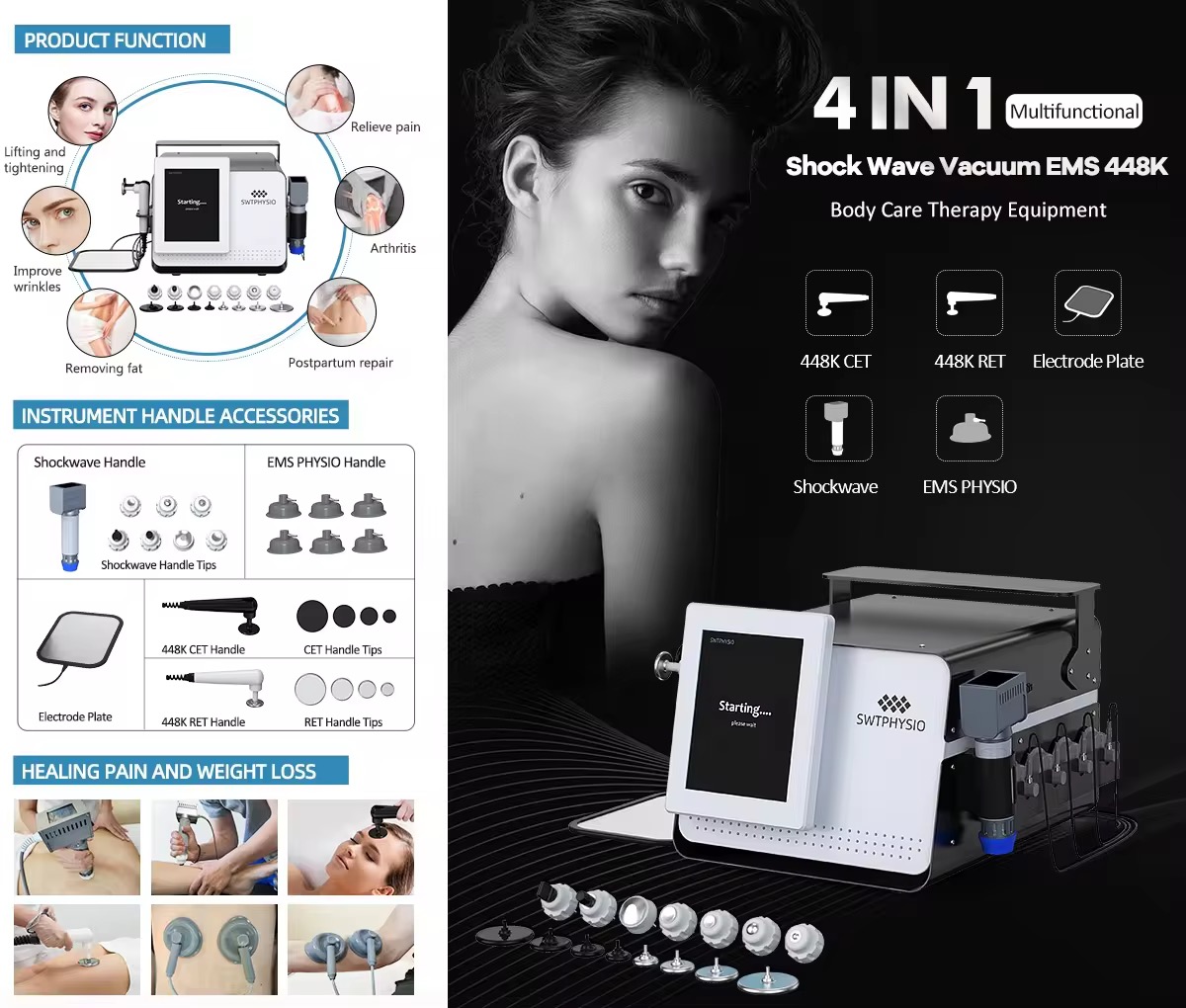 Portable Body Care Vacuum EMS Shock Wave Muscle Stimulator Body Massage Loss Weight vacuum EMS Machine