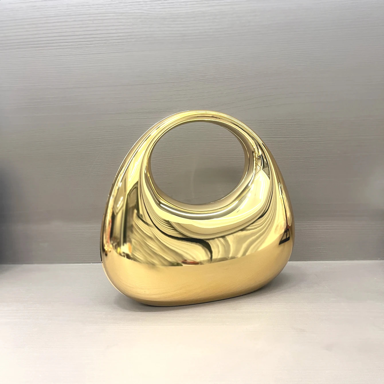 Golden Evening bag Purses and handbag shoulder bags moon bag Party Wedding Round Acrylic Shiny Clutch purse 241231