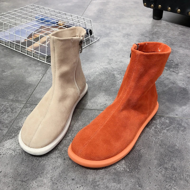 Maggies Walker Women Fashion Genuine Leather Winter Mid-calf Boots Women side-Zipper Candy-colored Boots Size 35-40 241231