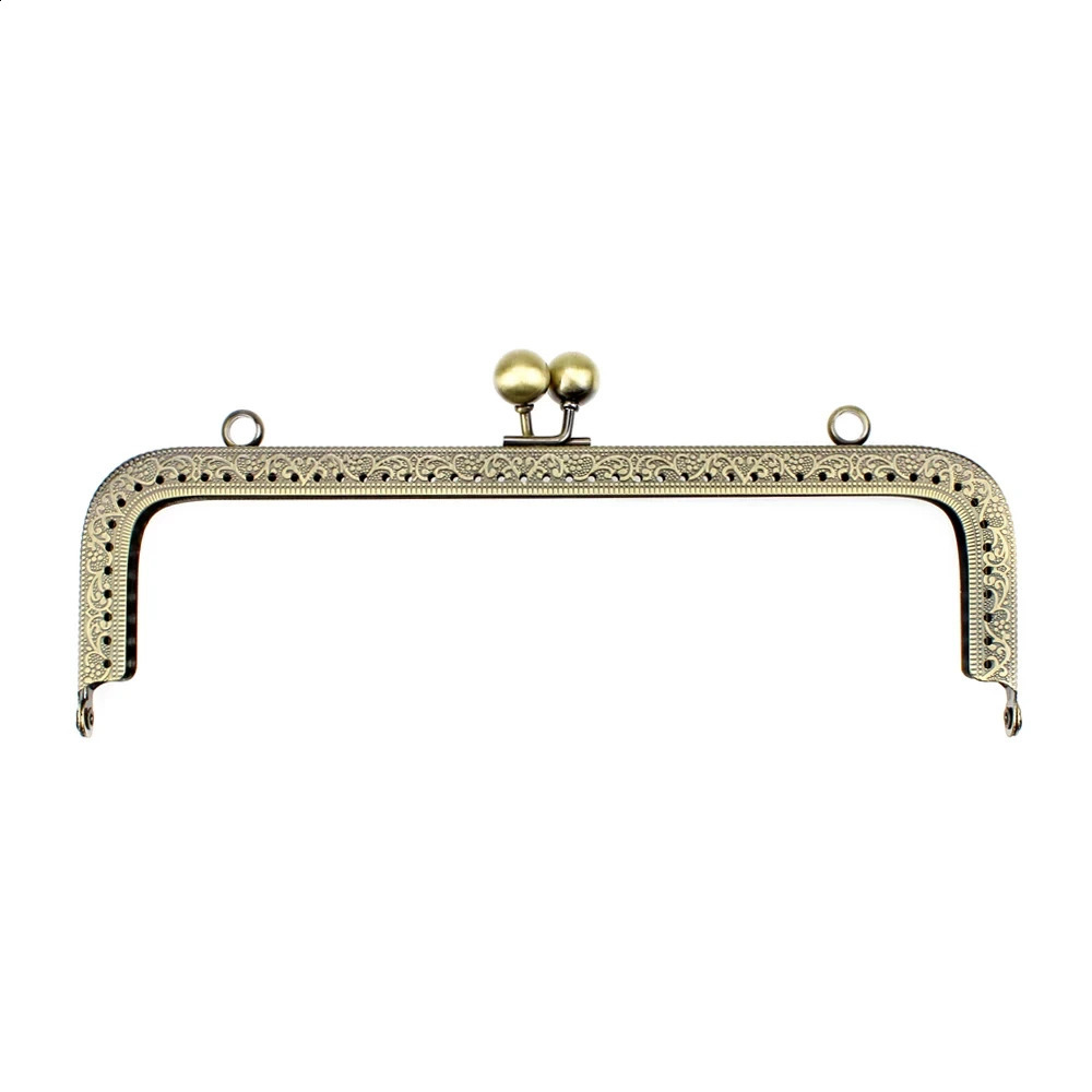 20cm Square Shape Embossing Beads Kiss Metal Purse Frame Clasp Lock Handbag Handle Frames DIY Fashion Women Bag Accessory 241226