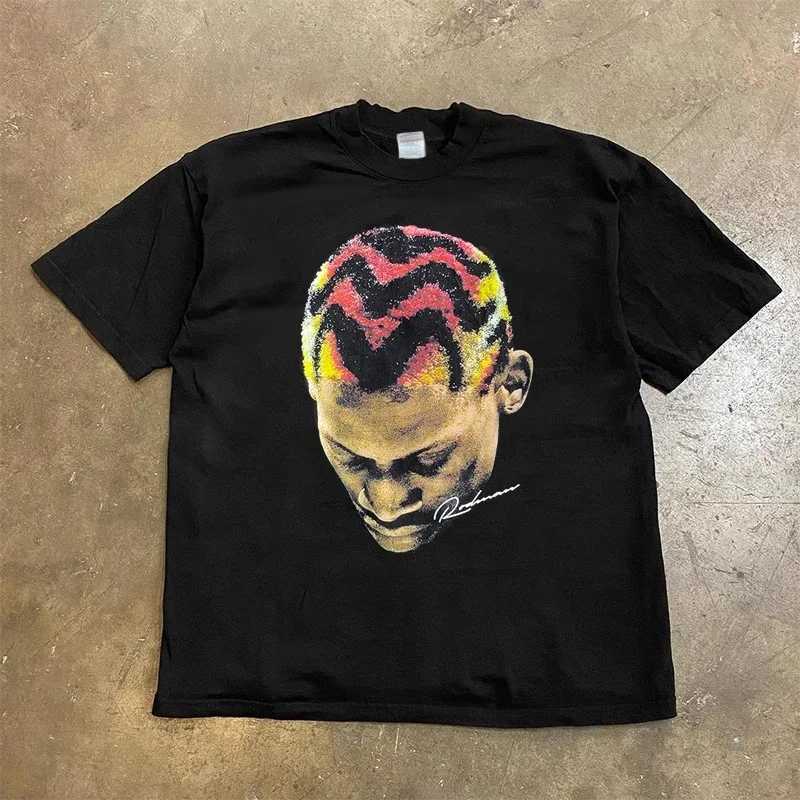 Men Vintage Hip Hop T-Shirts Dennis Rodman Print Tee Cotton Round Neck Short Sleeve Hip Hop Fashion Streetwear Mens Tees TshirtXJ241231