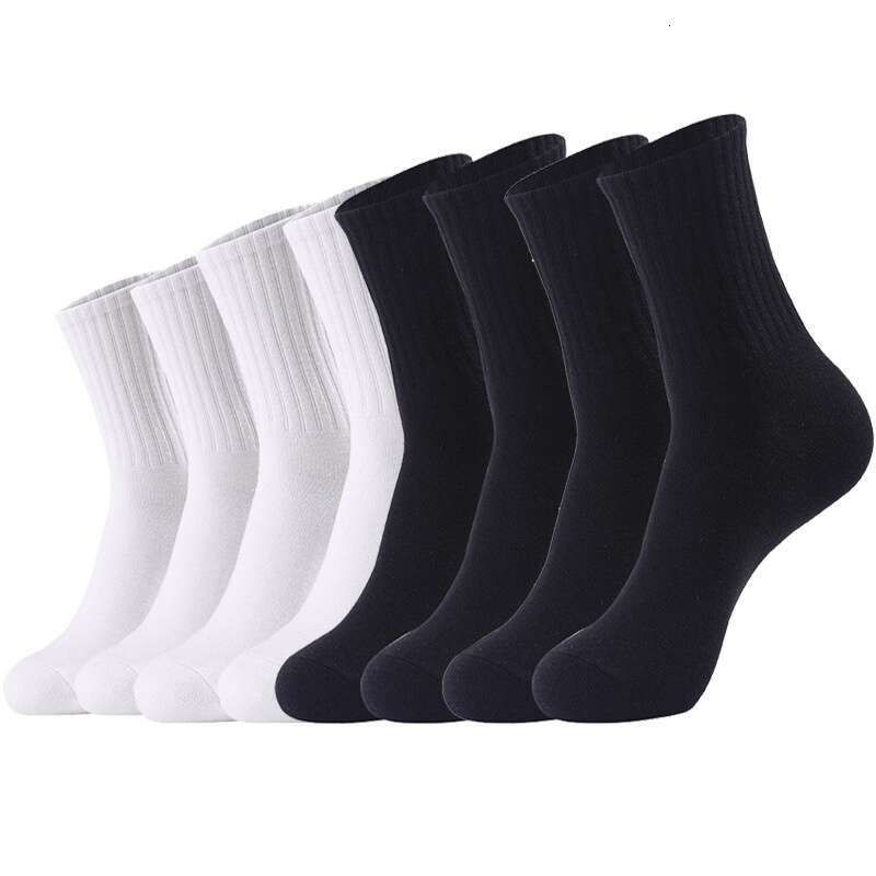 Trendy Brand Fiess Black Solid Color Long Tube Cotton Breathable, Sweat Absorbing, Casual, Odor Proof, White Socks, Sports Socks