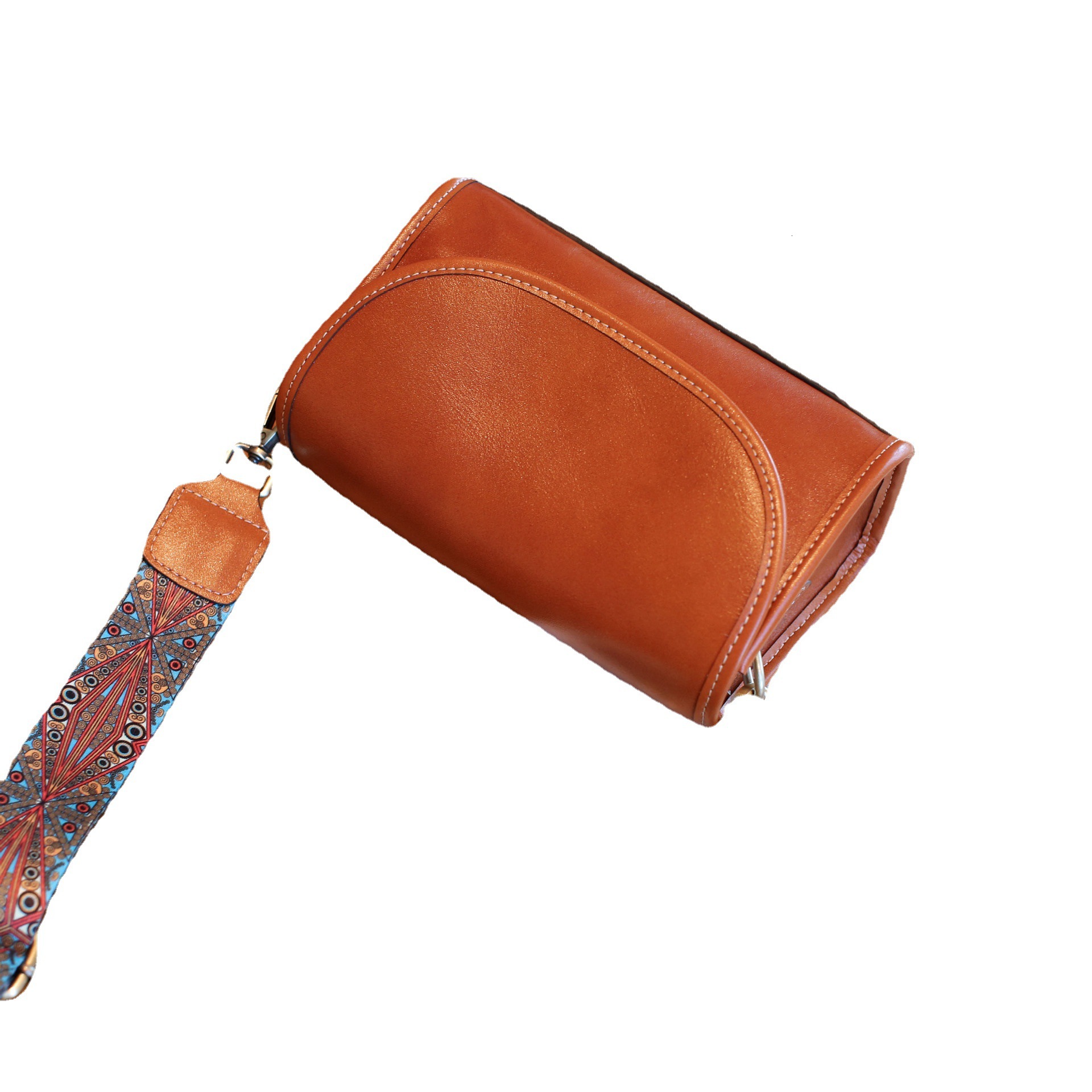 Plant tanned top layer cowhide women's single shoulder crossbody shell simple and fashionable bag, girl's classical small handbag