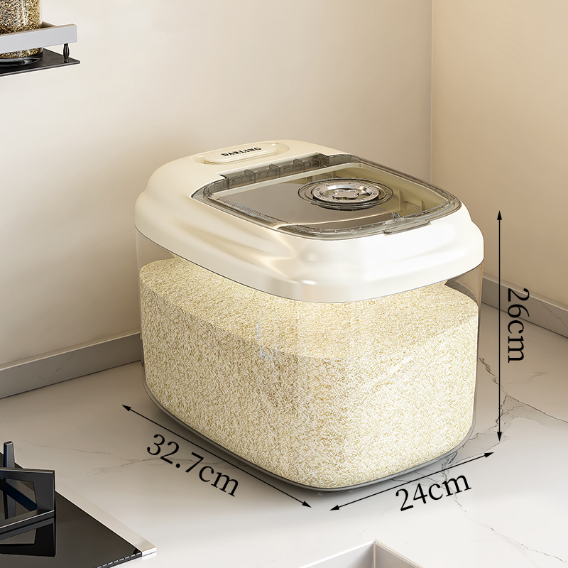 Moisture-Resistant 10 Kg Rice Jar - Easy Flip Seal, See-Through Storage Solution for Dry Foods