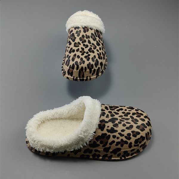 Daily home slippers indoor and outdoor warmth soft bottom home color leopard print wear-resistant unisex 240819