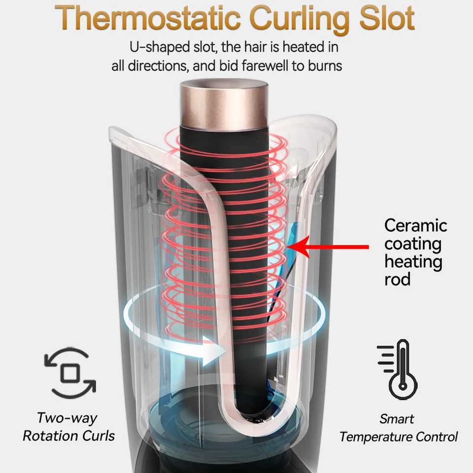 Automatic Rotating Ceramic Curler Automatic Curling Iron Styling Tool Hair Iron Curling Rod Air Rotating Curler W241231