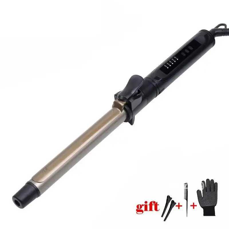 Pro New Cone Gold Ceramic Coated Plate Curling Iron Electric Styling Machine Hair Curler Wand Tool Waver Magic Curler W241231