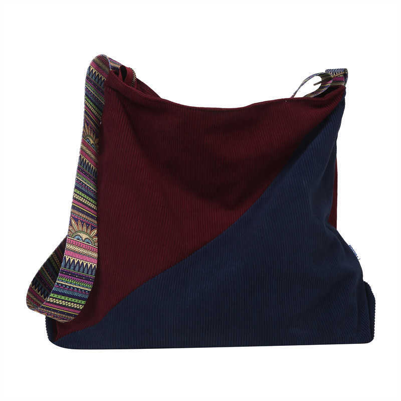 Large Capacity Corduroy Women's Bag Fashion Casual Shoulder Bag Simple Diagonal Canvas Bag 241215
