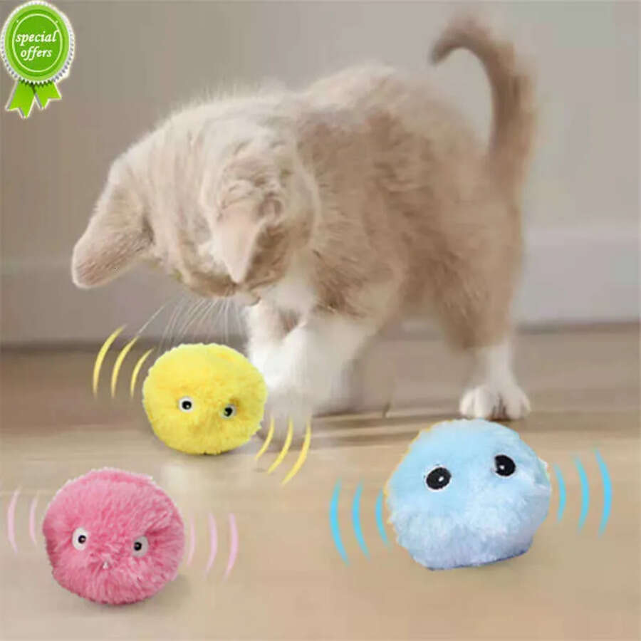 Interactive New Electric Squeak Ball Smart Plush Toy For Kittens Cats Animal Rescue Donation