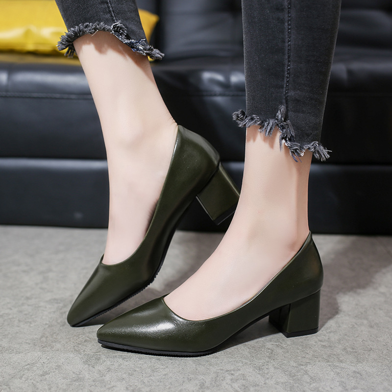 Ddmywed Autumn Winter New Shallow Mouth Single Shoes For Fashion Leisure, Paired With Mid Heel And Pointed Women's High Heels Chinese Brand Shoes