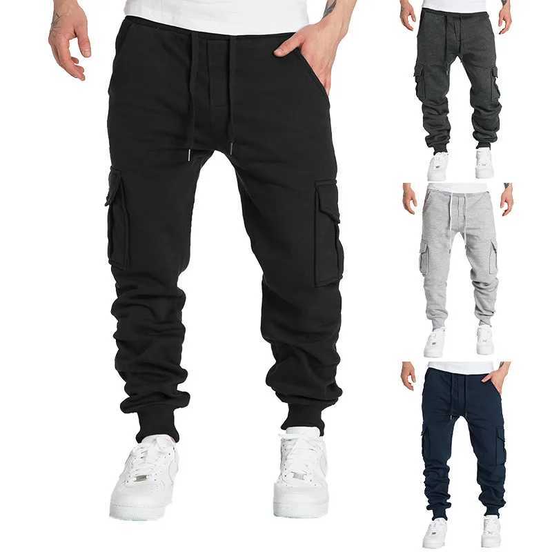2024 mens sports pants suitable for straight runners in sports and streetwear loose oversized drawstring pants mens multi pocket pants W250318