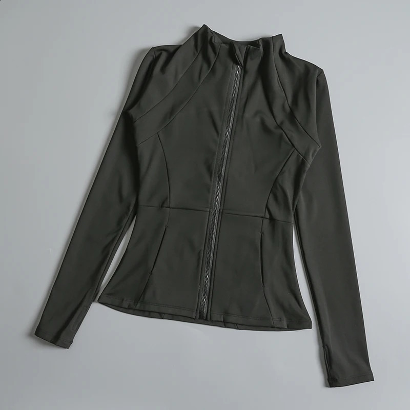 yoga wear ladies coat round high elastic loose exercise yoga fitness long sleeve stand-up collar yoga tops 241223