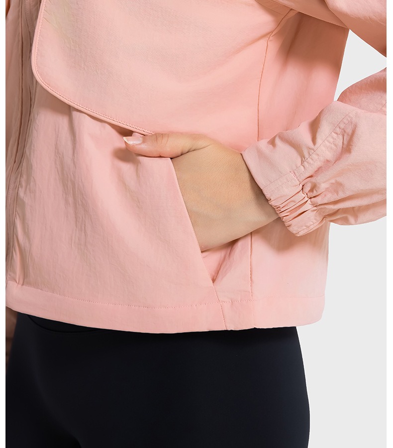 2025--New woven wind and rainproof versatile Hooded jacket Women's zipper breathable jacket