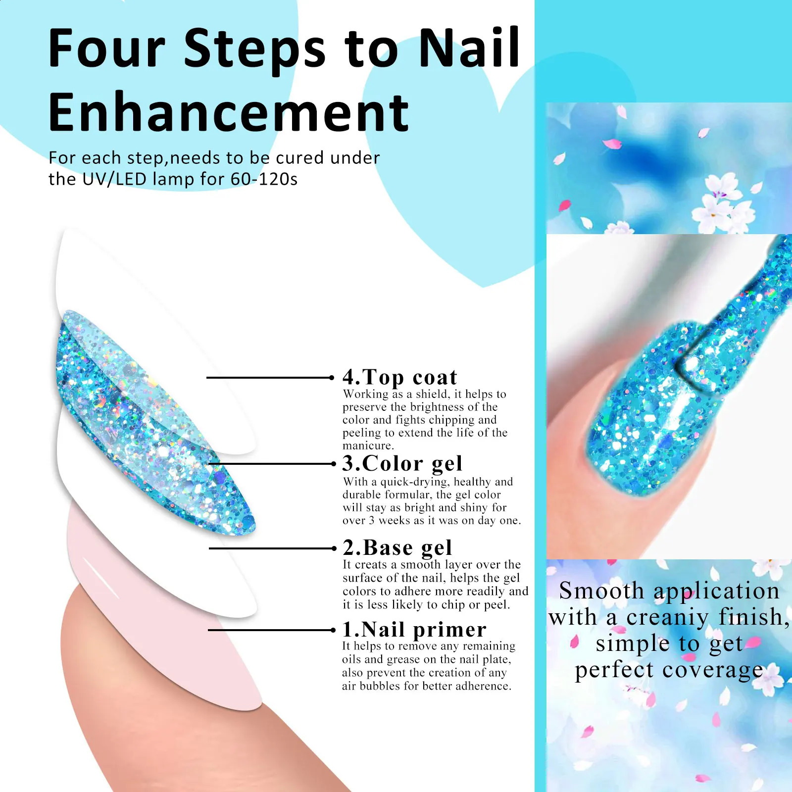 MEET ACROSS 7pcs Glitter Gel Nail Polish Set Nude Pink Reflective Soak Off UV Gel Kit Varnish Nail Supplies Manicure DIY 241230