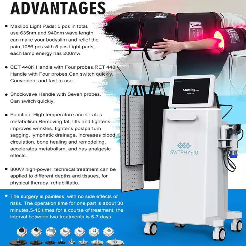 Hot Selling 448K CET RET RF Skin Repair Body Slimming Beauty Equipment 635nm 940nm Body Shaping Red Light Therapy Beauty Machine