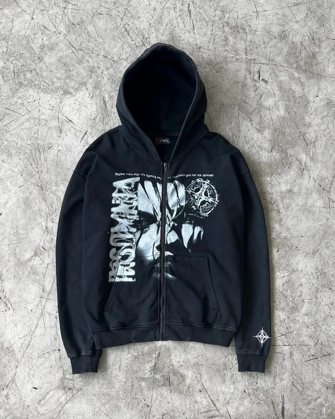 Printed Zipper Hoodie Y2K Spring Vintage Harajuku Casual Sports Shirt Mens Womens Street Punk Hip Hop Loose Hoodies 241230