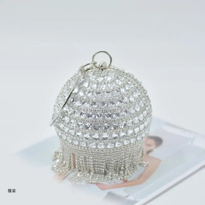 D0UD Ball Evening Clutch Bag Handbag Rings Handle Crystal Purse Evening Bag 241231