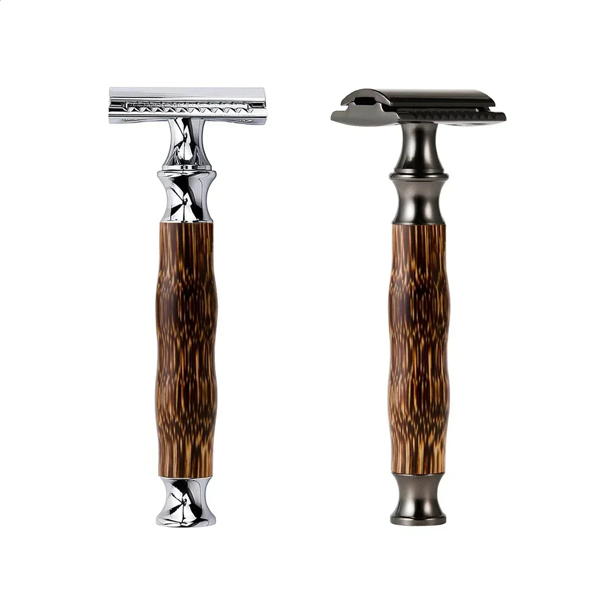 Double Edge Classic Mens Shaving Mild Hair Removal Facial Hair Shaver Tools Adjustable Manual Safety Razor Bamboo Face Razors 241230