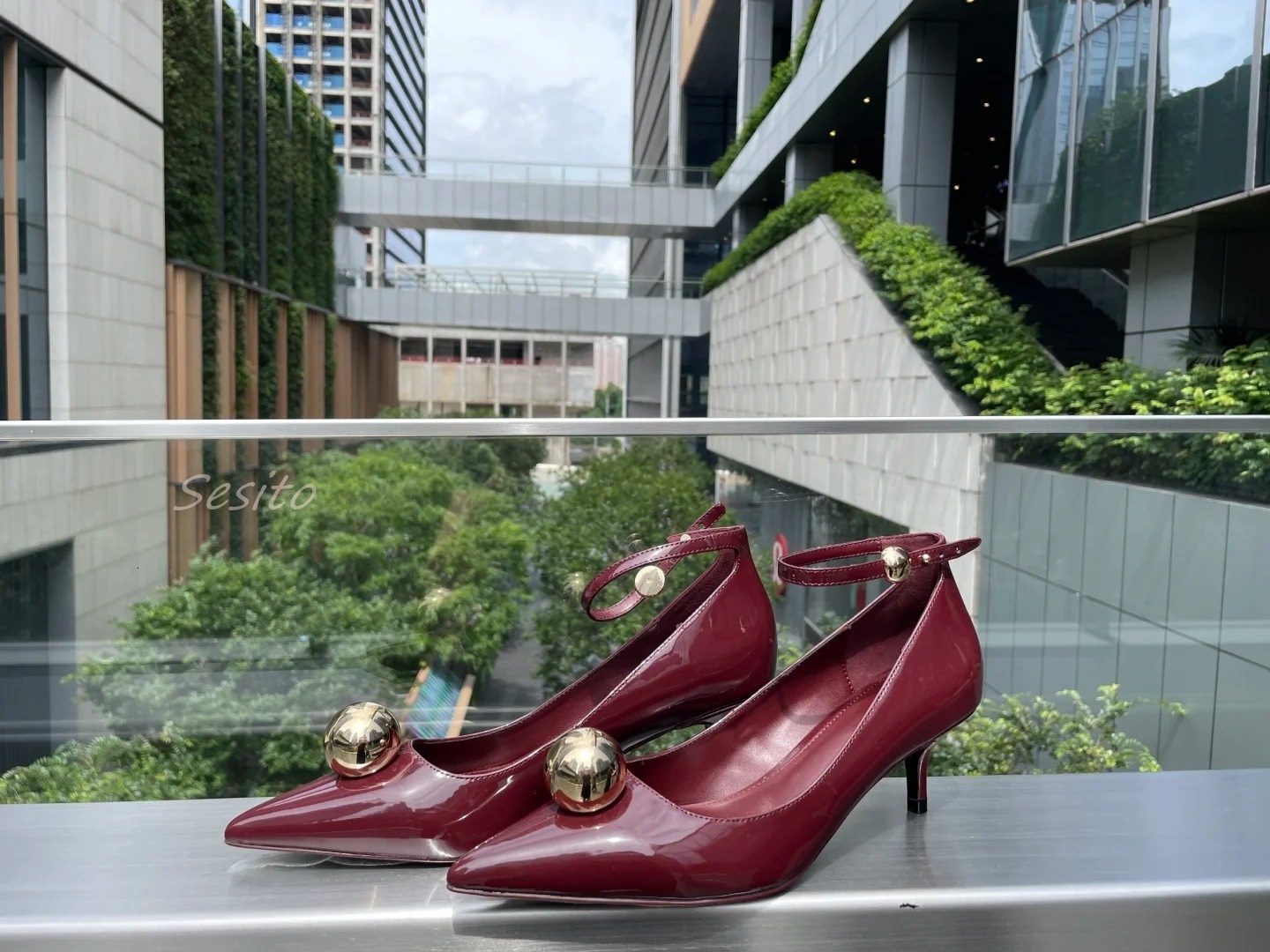 Pointy Toe Kitten Heels Pumps Round Ball Decor Ankle Buckle Fashion Women Classic Dress Sandals Office Lady Daily Casual Shoes