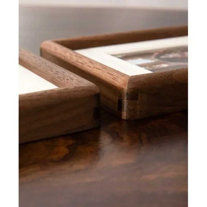 Frames Black walnut solid wood rounded swing table 6/7/8 inch Mortise Tenon home decoration picture frame CL241231 H260306