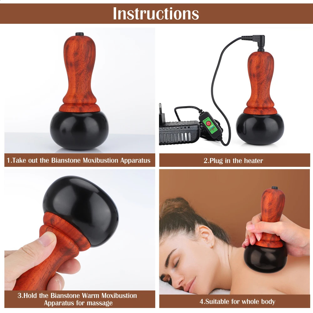 Stone Electric GuaSha Natural Stone Needle Skin Scraping Back Neck Face Massage Relax Muscles Skin Lift Care Spa 241230