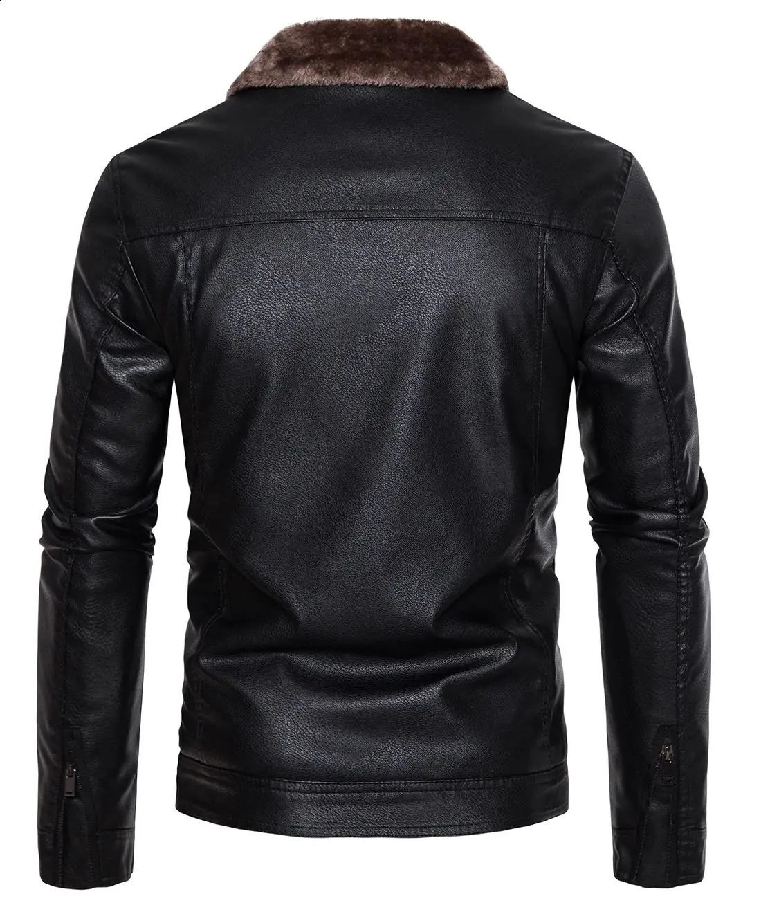 Mens casual collared leather jacket 241230