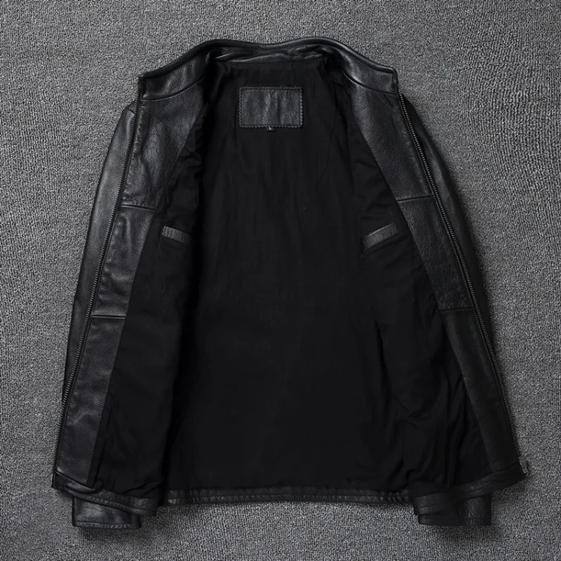 Black Brown Casual Mens Jackets Real Cowhide Genuine Leather Jacket Men Coats Autumn Chamarras De Cuero Para Hombre 241230