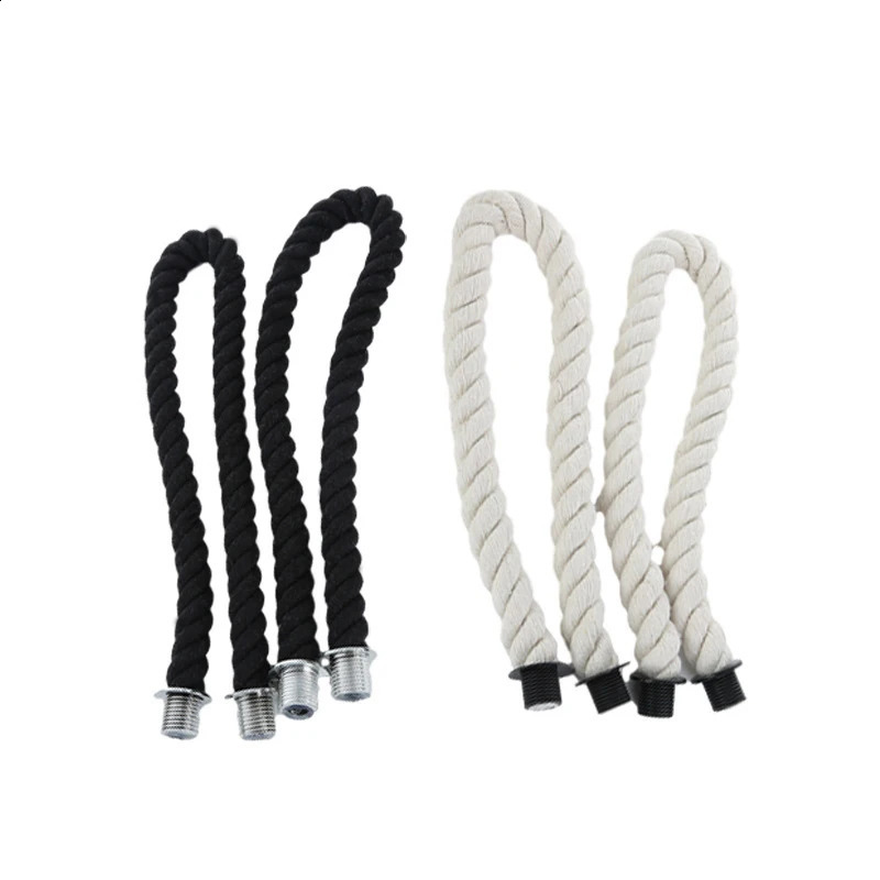 1 Pair Women Classic Mini Handbags DIY Woven Hemp Rope Short Black Natural Handle For O Bag Accesories 241226