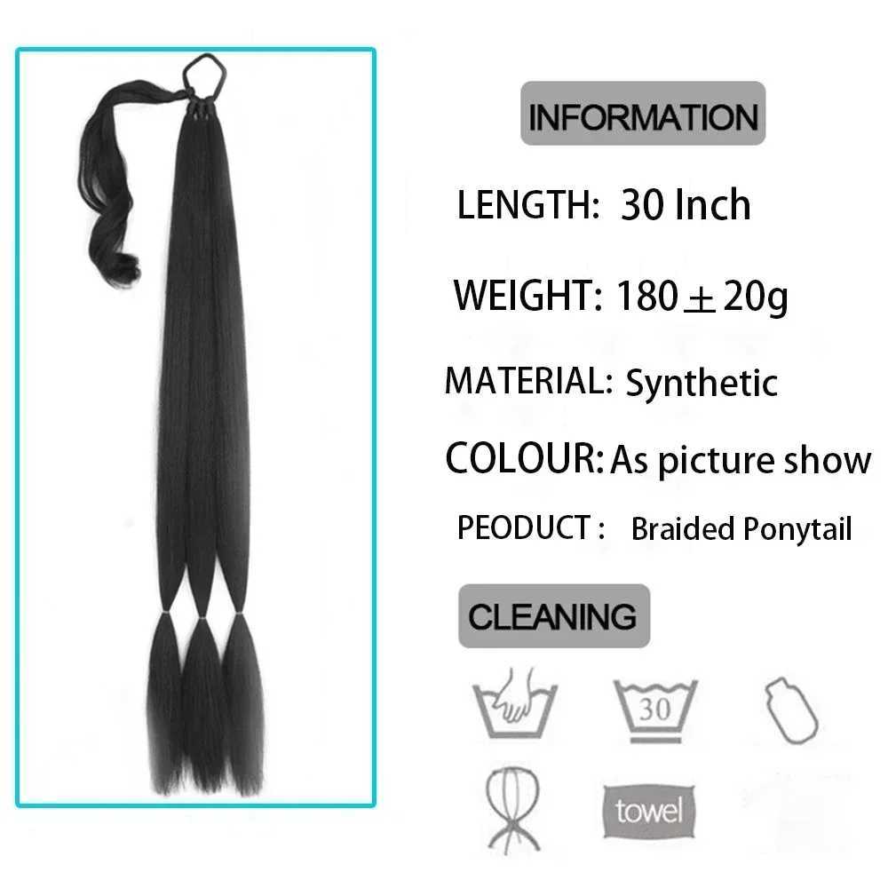Long natural DIY braided ponytail extension 30 inches straight wrapped ponytail synthetic fake ponytail W241230