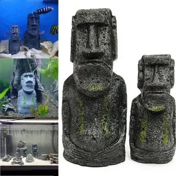 Aquarium Moai Statues Easter Island Head Ornaments Fish Tank Landscaping Decor Home Tabletop Terrarium Aquascapin 241230