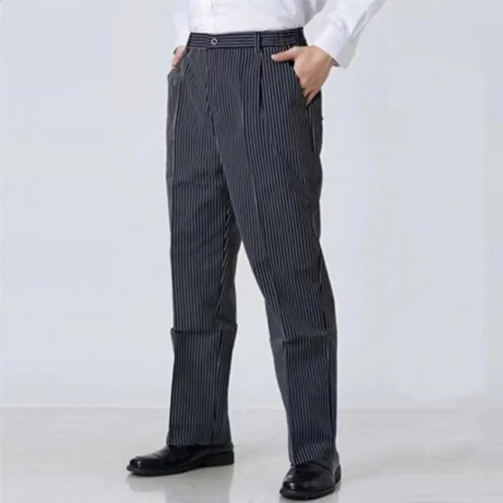 Unisex Chef Pants Loose Elastic Waist Trousers Pockets Stretchy Service Cook Restaurant Uniform Waiter Secure 241230