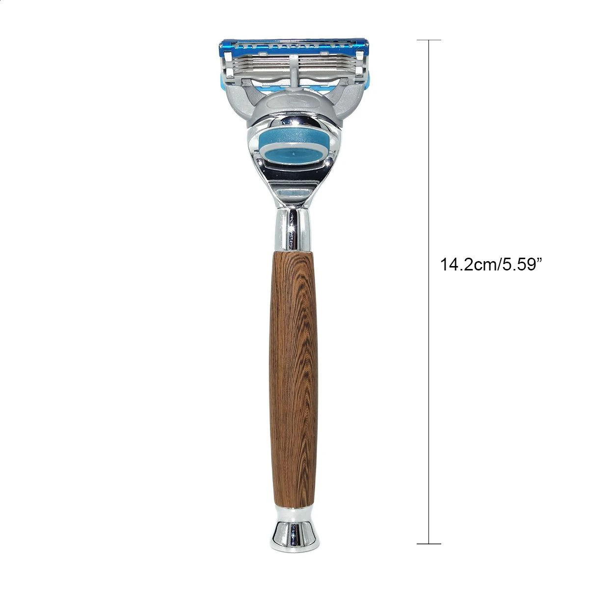 Magyfosia Mens Wood Grain Manual Razor Barber Hair Beard Shaver Compatible with 5 Layers Blades 241230
