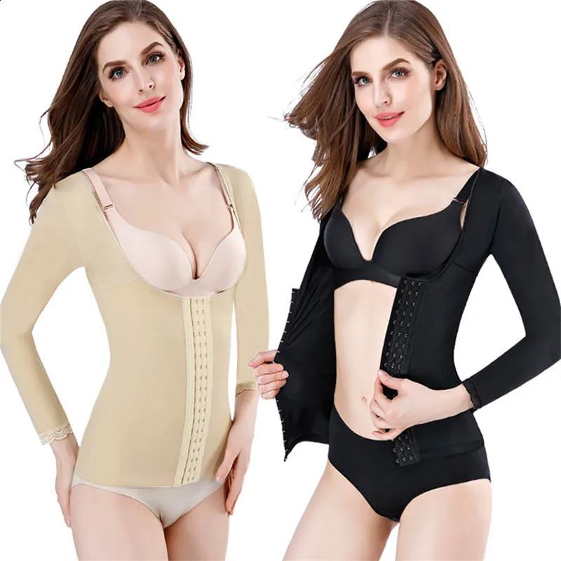 Womens Corset Top Long Sleeve Seamless Waist Shaper Underwear Arm Shaper Tummy Slimming Sheath Flat Belly Shaperwear 241231