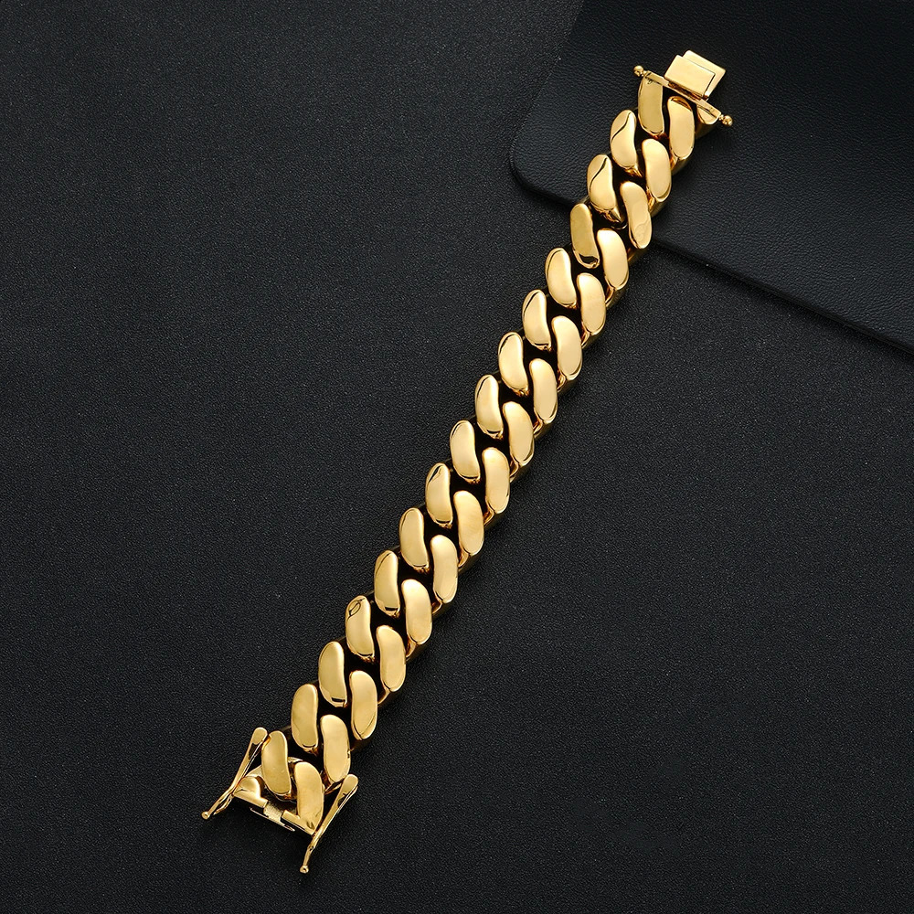 22MM Chunky Brass Cuban Bracelet Men Hip Hop Cuban Chain Bracelets BB041 241230