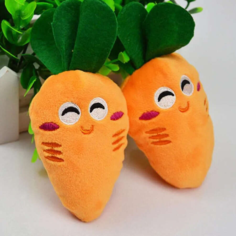 Vegetables Shape Toy Pet Puppy Dog Carrot Plush Chew Squeaker Toys S