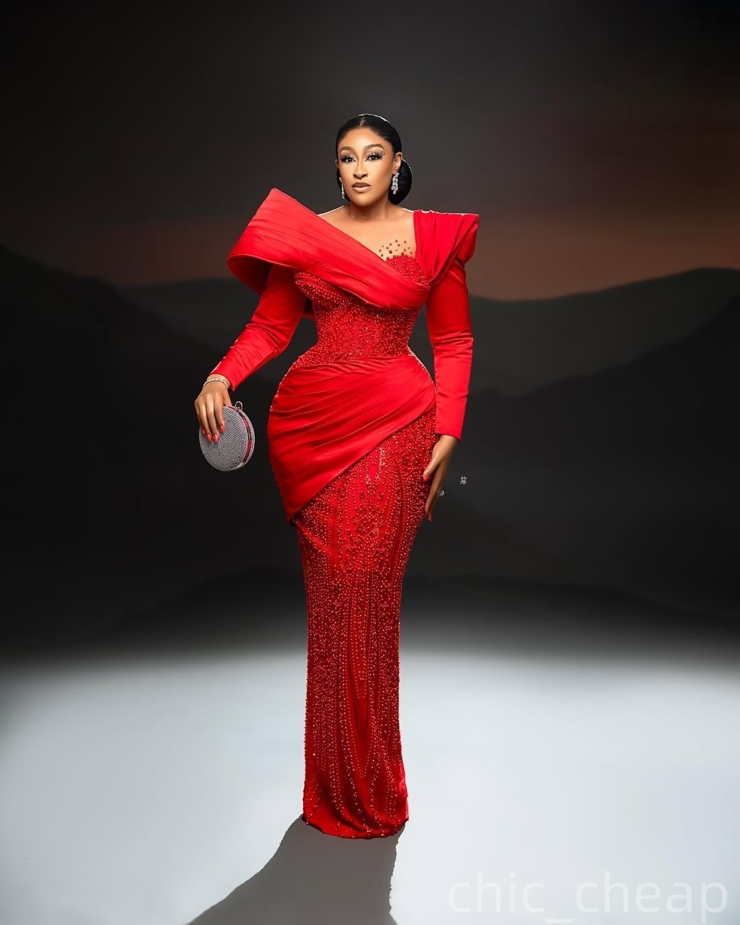 Red Sheath Prom Dresses 2025 Beaded Sequined Detachable Train Evening Formal Party Second Birthday Engagement Gowns Plus Size Dress For Special Occasi