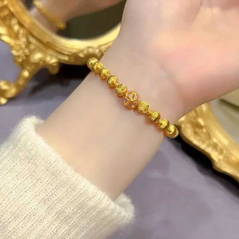 Luxury high-end 18K gold bracelet retro butterfly magic bead bracelet spark cat eye transfer bead AU750 for women W241231