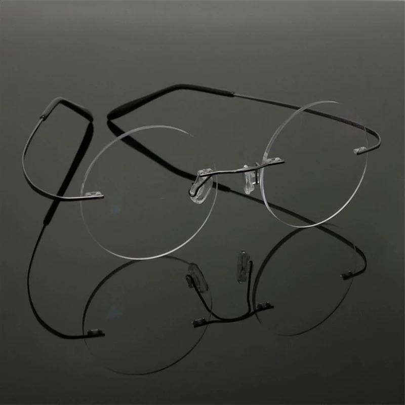 Steve Jobs Star Style Ultra-light Memory Rimless Round Myopia Eyeglasses Optical Glasses Frame Men Women Eyewear A1 241230