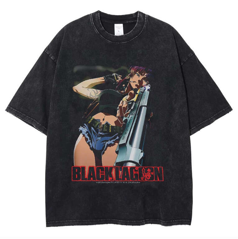 Berserk Swordsmanship Legendary Spell Return Battle Japanese Anime Wash Wax Dyed Worn Out Direct Spray Short sleeved T-shirt