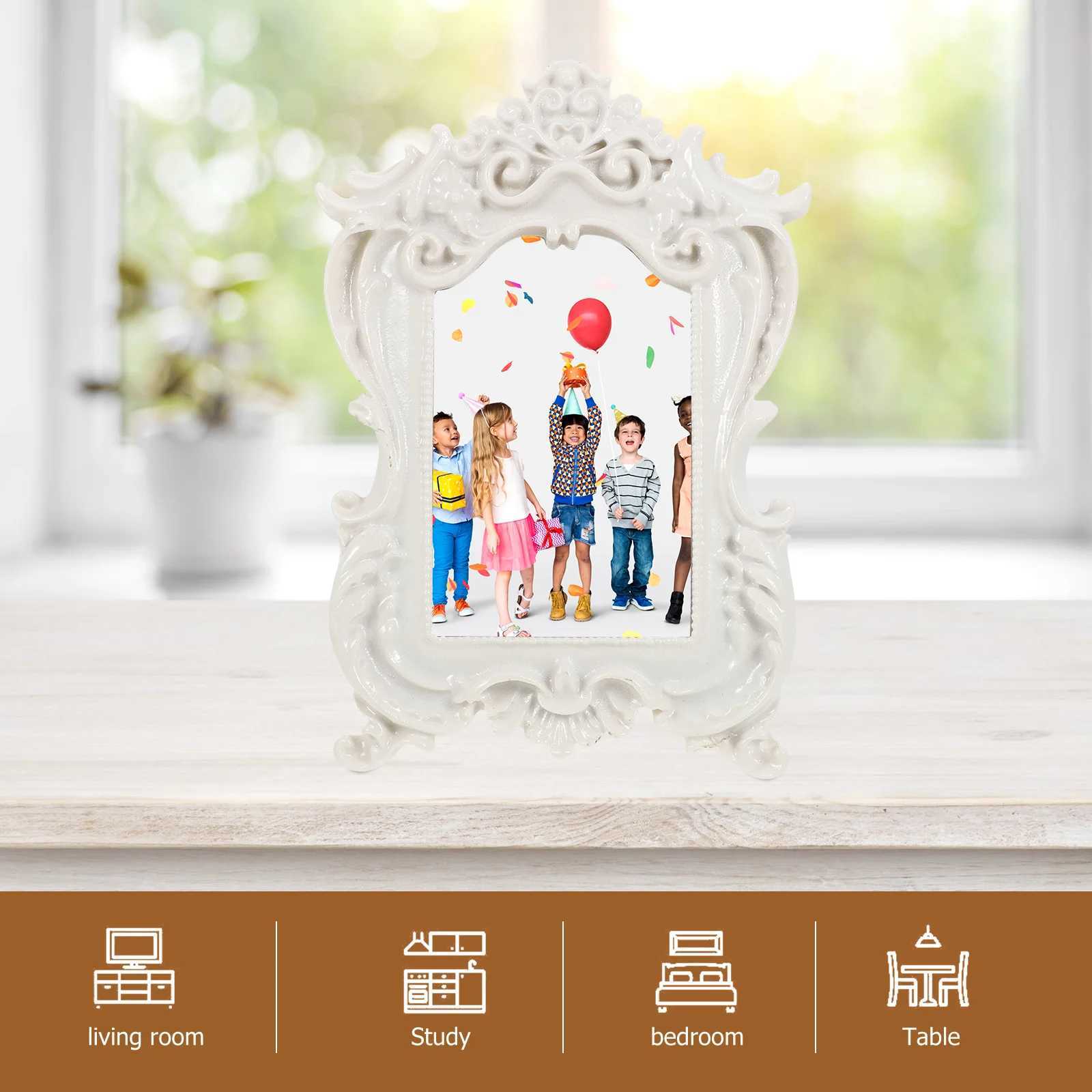 Frames Frame holder retro display gold desktop rural wedding photo frame commemorative Baroque decoration CL250102 H260306