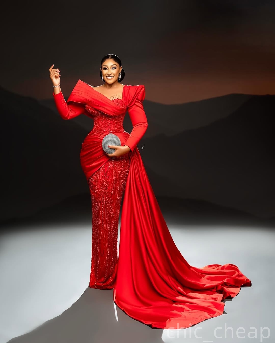 Red Sheath Prom Dresses 2025 Beaded Sequined Detachable Train Evening Formal Party Second Birthday Engagement Gowns Plus Size Dress For Special Occasi