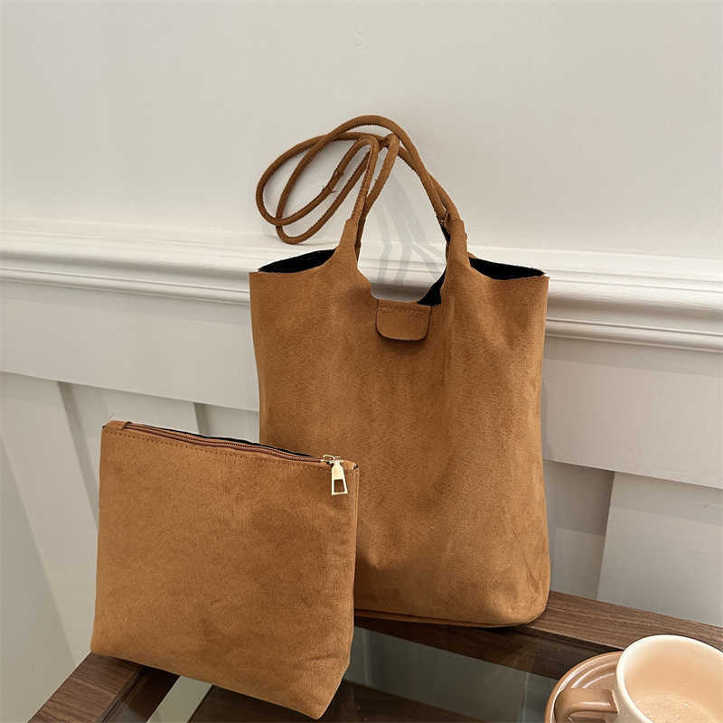 Winter two-piece set new lazy style trendy and simple casual one shoulder women's bucket armpit bag