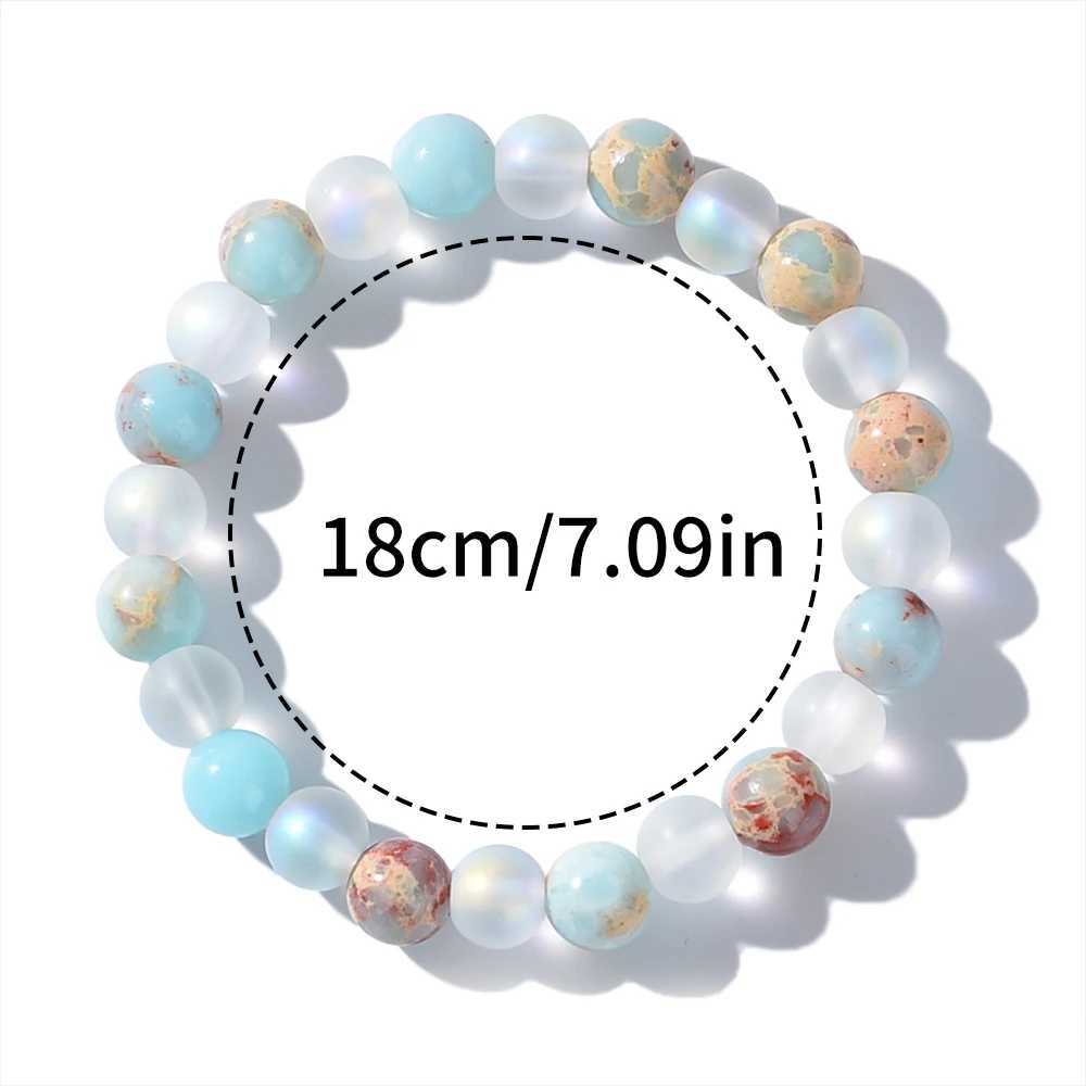 1 Aura Quartz and Ocean Charm Bead Bracelet - Neutral Style - Biomimetic Crystal Jewelry - Bringing Richness - Prosperity W241231