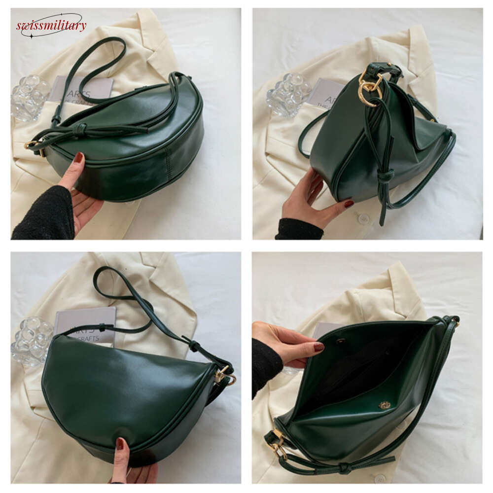 Saddle Crossbody for Women Large Capacity Handbag Solid Leather Shoulder Bags Female Casual Travel Hobos Bag Sac New #108 swissmilitary