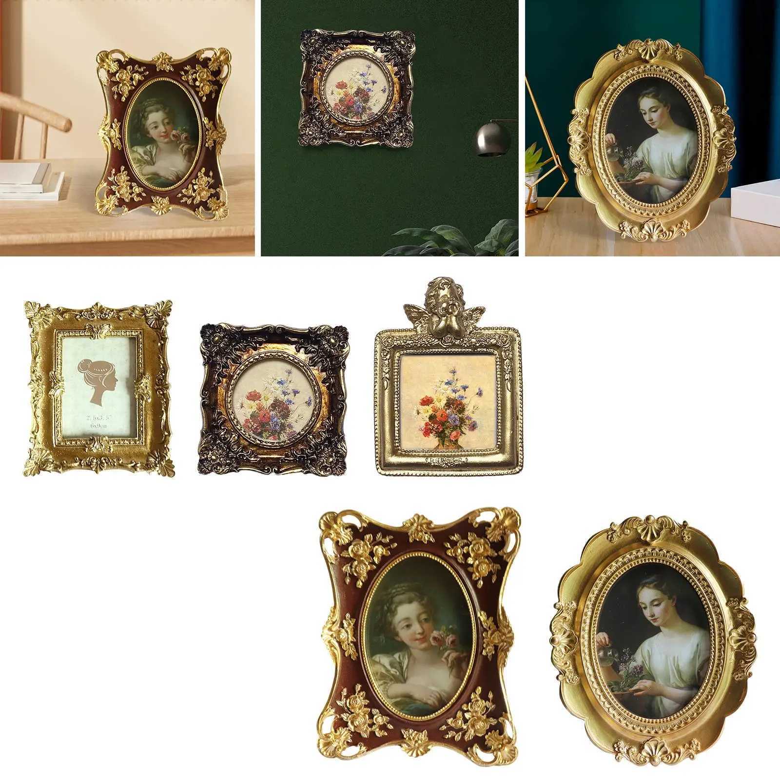 Frames Antique style photo picture frame display card with glass front used for living room office bedroom home decoration and family gatherings CL241