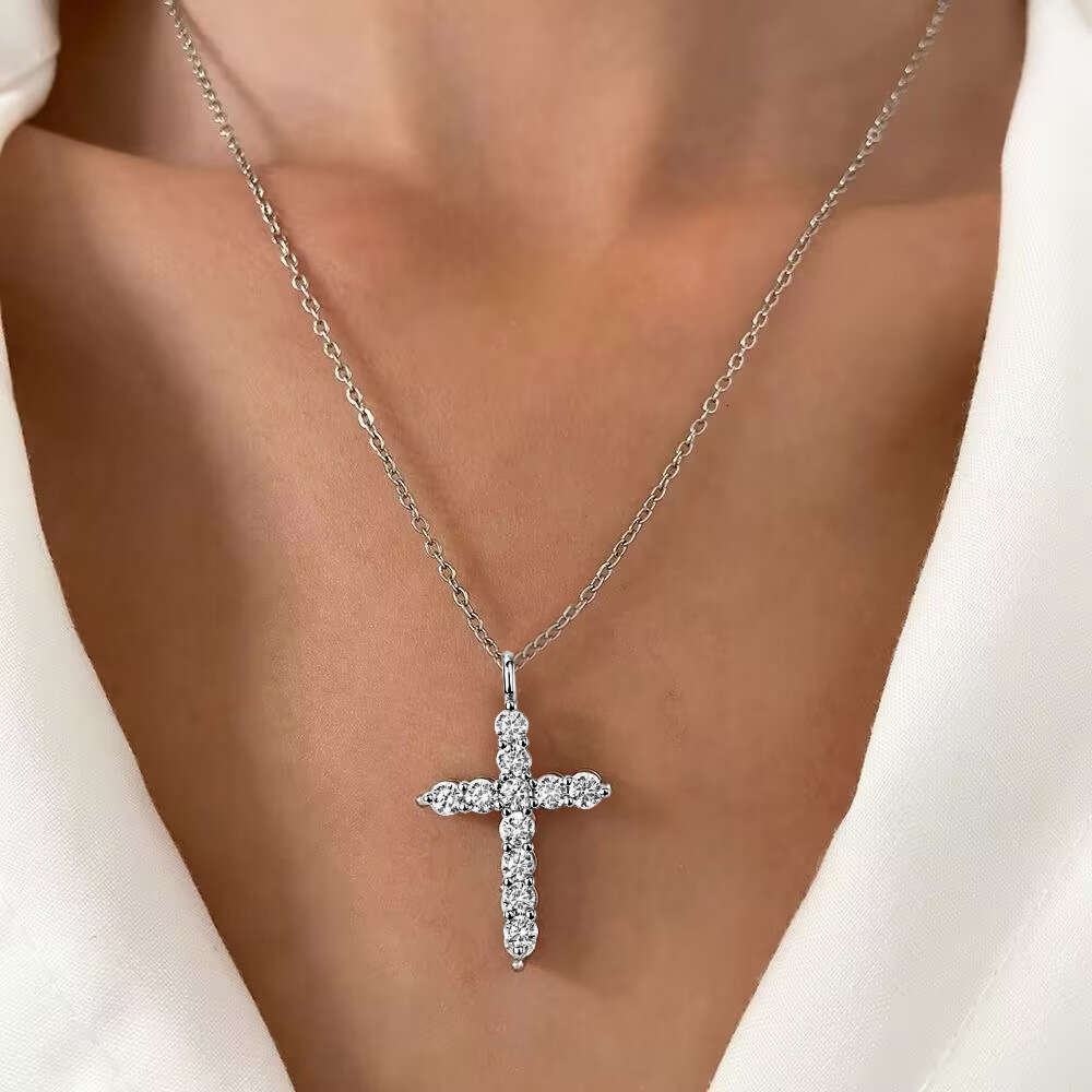full dia cross light zircon collarbone chain necklace female niche highend accessory