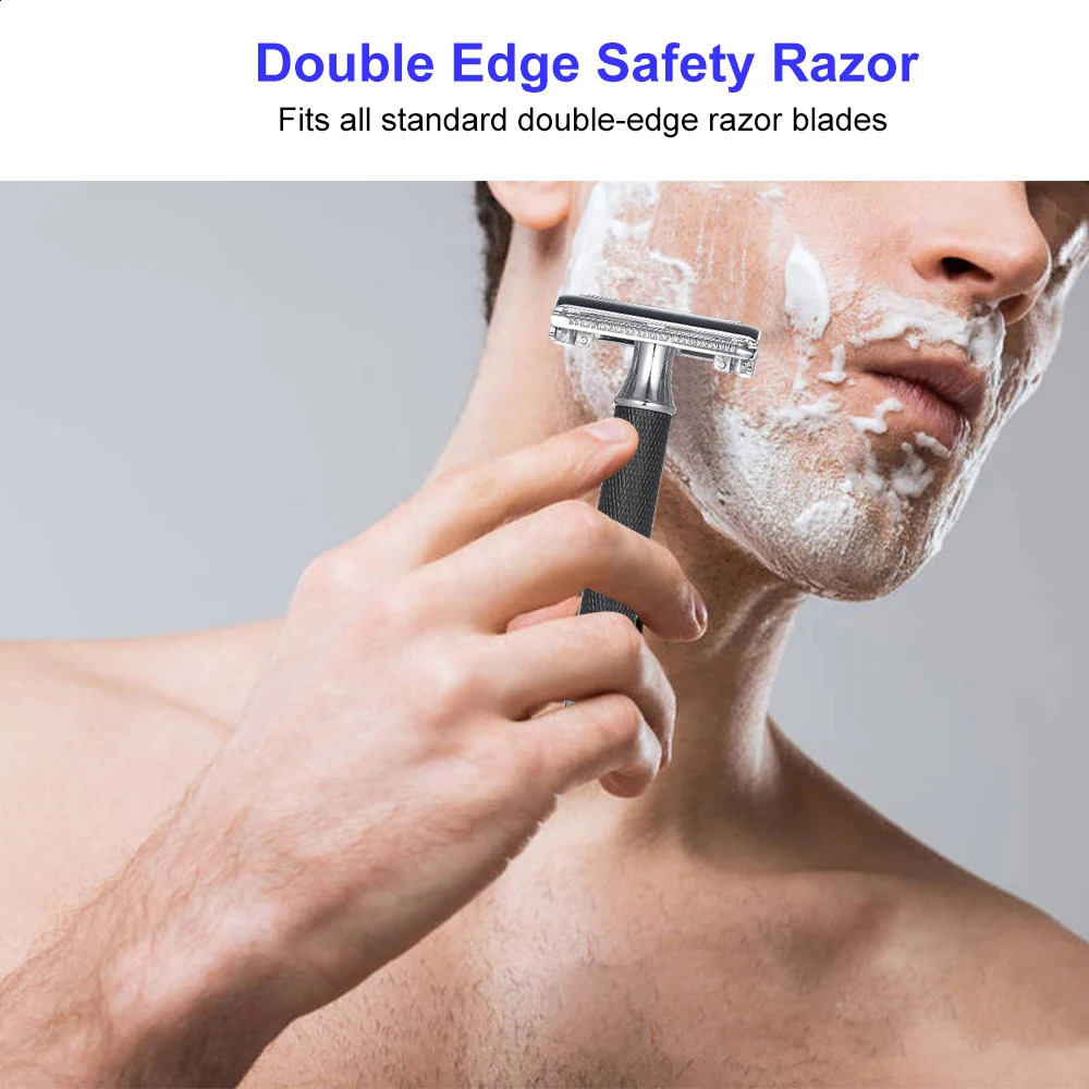 Double Edge Safety Razor Butterfly Open Mens Shaving Razor Classic Manual Shaver for Men Face Cleaning Barber Accessories 241230