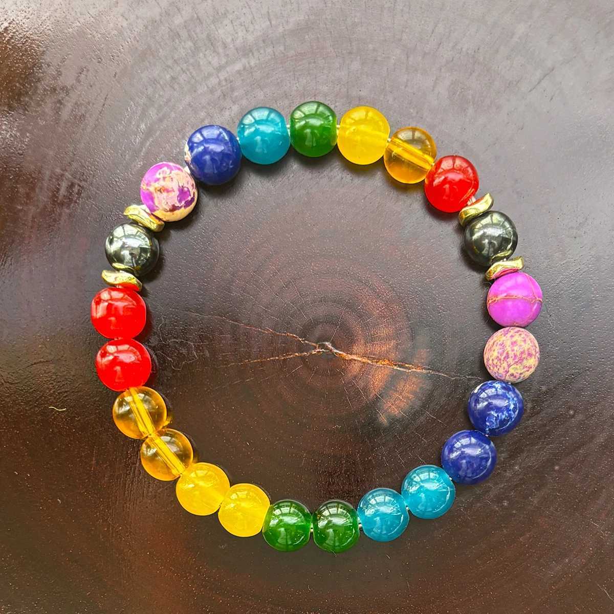 1 piece/7 chakra bracelet made of natural stone 7-color handmade bead bracelet suitable for mens and womens yoga Metion bracelets fashion W241231