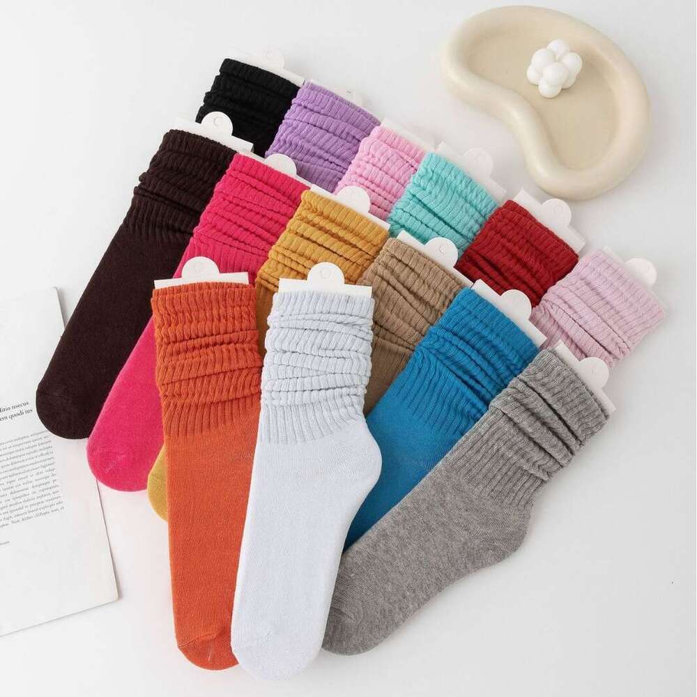 Socks For Women In Spring And Autumn, Mid Ins, Trendy Internet Celebrities, Colorful Flat Stacking Candy Colored Long Tube Socks, Autumn