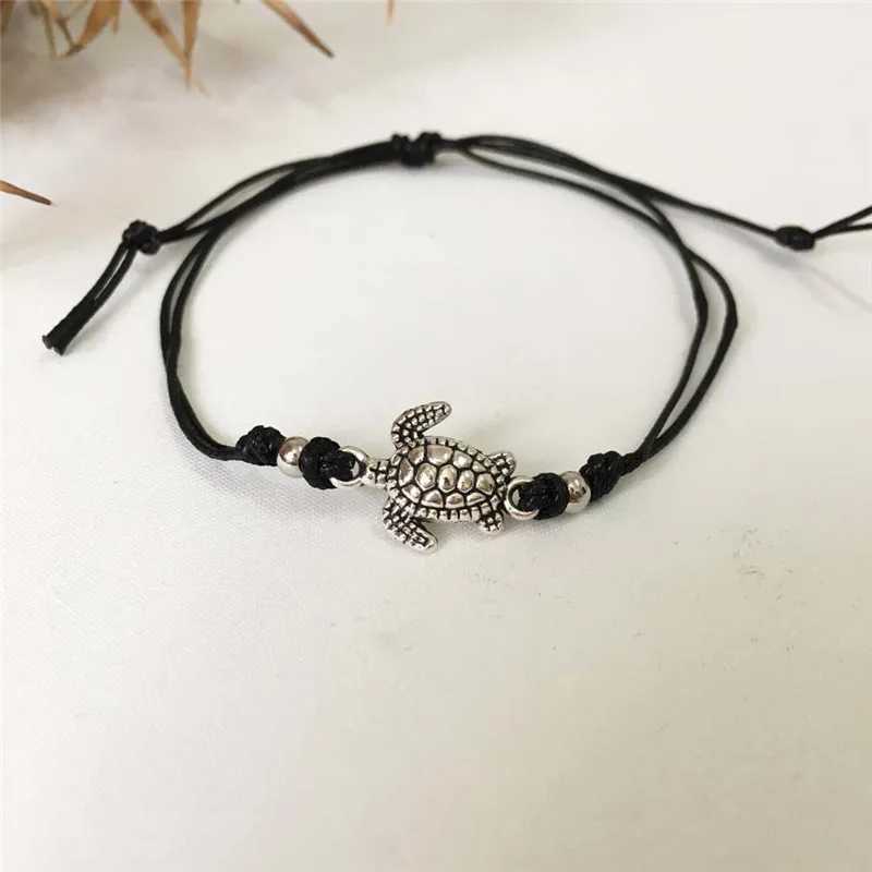 ZRM Fashion Retro Turtle Anklet Dual purpose 3-color Handmade Anklet Beach Leather Rope Anklet Jewelry W241231